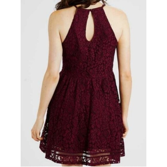 Altard' State Womens Burgundy Lace Fit & Flare Dress Circle Neck Size Sm Formal - Picture 2 of 14